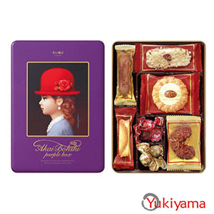 Akai Bohshi Purple "Girl In Red Hat" Japanese Cookie Gift Box - Yukiyama.sg